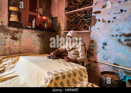 Indien, Rajasthan, Balotra, block printing textile Stockfoto