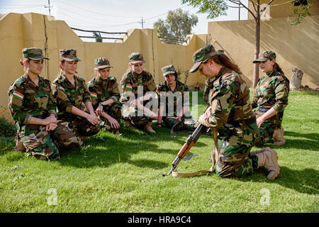 Weibliche Yeziden peshmerga, Dohuk, Irak. Stockfoto