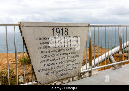 Memorial Walk in Newcastle gebaut Gedenken des 100. Jahrestages der Landung der Gallipoli 1915 und Beginn der Stahlerzeugung in Newcastle, Australien Stockfoto