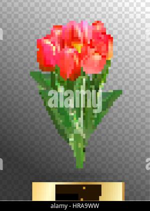 Vektor-Illustration von realistischen rote Tulpen Bukett. Ein Blumenstrauß, von der Sonne beschienen. Stock Vektor