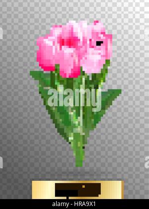 Rosa Tulpe mit grünen Blätter Abbildung Stock Vektor