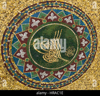 DETAIL DES MOSAIKS AN DER DECKE DER HAGIA SOPHIA, MOSCHEE, ISTANBUL TÜRKEI Stockfoto