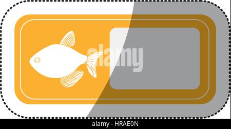 Aufkleber Silhouette Fisch im Rechteck-banner Stock Vektor