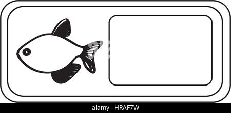 Silhouette Fisch im Rechteck-banner Stock Vektor