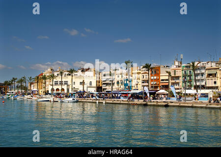 Das Meer Bezirk von Tarragona, Serallo.View vom Hafen. Stockfoto