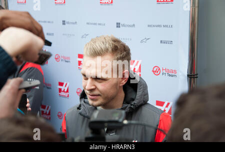 Barcelona, Spanien. 28. Februar 2017. Kevin Magnussen, Fahrer des Haas F1 Teams während des 2. Tages des Formel 1-Tests auf dem Circuit Catalunya. Bildnachweis: Pablo Freuku/Alamy Live-Nachrichten Stockfoto