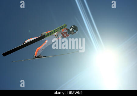 Lahti, Finnland. 28. Februar 2017. Österreichische Sportler Markus Schiffner in Aktion bei der nordischen Ski-WM in Lahti, Finnland, 28. Februar 2017. Foto: Hendrik Schmidt/Dpa-Zentralbild/Dpa/Alamy Live News Stockfoto