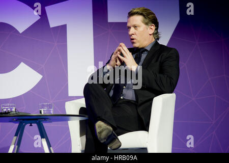 Barcelona, Spanien. 28. Februar 2017. John Martin, Chairman und CEO bei Turner, hält eine Konferenz auf dem Mobile World Congress 2017 in Barcelona. Bildnachweis: Jordi Boixareu/Alamy Live-Nachrichten Stockfoto