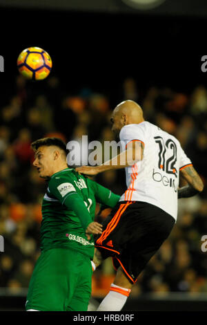 Valencia, Spanien. 28. Februar 2017. Valencia, ESPANA - FEBRERO 2017: Zaza während des Spiels zwischen VALENCIA CF VS LEGANES Spieltag 25 im Mestalla-Stadion, Valencia, Spanien. : Bildnachweis Cronos/Omar Arnau: Cronos Foto/Alamy Live-Nachrichten Stockfoto