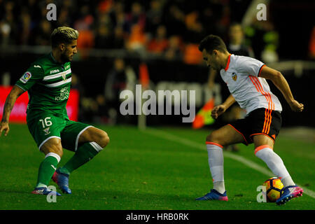 Valencia, Spanien. 28. Februar 2017. Valencia, ESPANA - FEBRERO 2017: Munir während des Spiels zwischen VALENCIA CF VS LEGANES Spieltag 25 im Mestalla-Stadion, Valencia, Spanien. : Bildnachweis Cronos/Omar Arnau: Cronos Foto/Alamy Live-Nachrichten Stockfoto