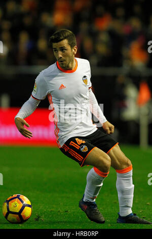 Valencia, Spanien. 28. Februar 2017. Valencia, ESPANA - FEBRERO 2017: Gaya während des Spiels zwischen VALENCIA CF VS LEGANES Spieltag 25 im Mestalla-Stadion, Valencia, Spanien. : Bildnachweis Cronos/Omar Arnau: Cronos Foto/Alamy Live-Nachrichten Stockfoto