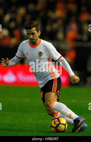 Valencia, Spanien. 28. Februar 2017. Valencia, ESPANA - FEBRERO 2017: Gaya während des Spiels zwischen VALENCIA CF VS LEGANES Spieltag 25 im Mestalla-Stadion, Valencia, Spanien. : Bildnachweis Cronos/Omar Arnau: Cronos Foto/Alamy Live-Nachrichten Stockfoto