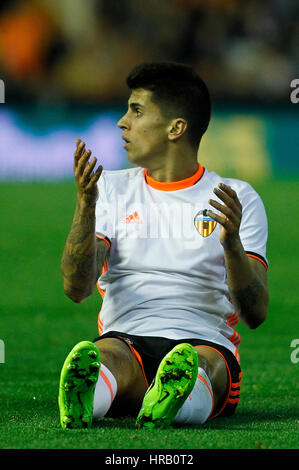 Valencia, Spanien. 28. Februar 2017. Valencia, ESPANA - FEBRERO 2017: Veiga während des Spiels zwischen VALENCIA CF VS LEGANES Spieltag 25 im Mestalla-Stadion, Valencia, Spanien. : Bildnachweis Cronos/Omar Arnau: Cronos Foto/Alamy Live-Nachrichten Stockfoto