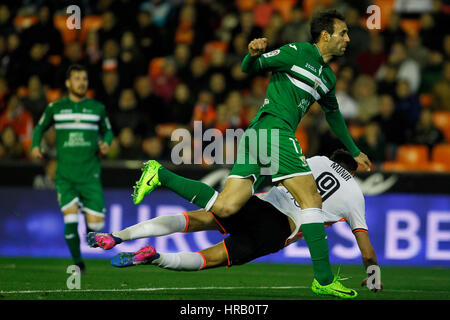 Valencia, Spanien. 28. Februar 2017. Valencia, ESPANA - FEBRERO 2017: Munir während des Spiels zwischen VALENCIA CF VS LEGANES Spieltag 25 im Mestalla-Stadion, Valencia, Spanien. : Bildnachweis Cronos/Omar Arnau: Cronos Foto/Alamy Live-Nachrichten Stockfoto