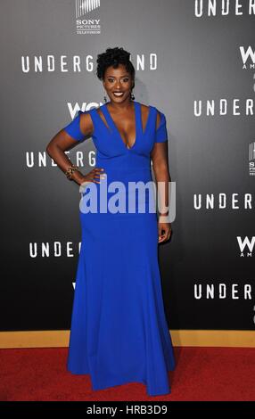 Los Angeles, CA, USA. 28. Februar 2017. Michelle Elaine im Ankunftsbereich für WGN America es unterirdische Saison zwei Premiere, Regency Westwood Village Theatre, Los Angeles, CA 28. Februar 2017. Bildnachweis: Elizabeth Goodenough/Everett Collection/Alamy Live-Nachrichten Stockfoto