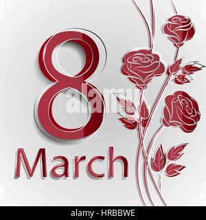 8. März-Schriftzug-Grußkarte Stock Vektor