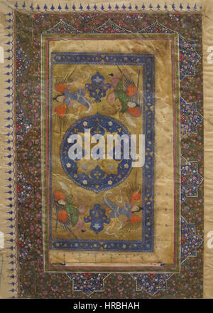 Rondell mit vier Winkeln, Tinte, undurchsichtige Aquarell und Gold auf Papier, Iran, c. 1560-1570, Honolulu Academy of Arts Stockfoto