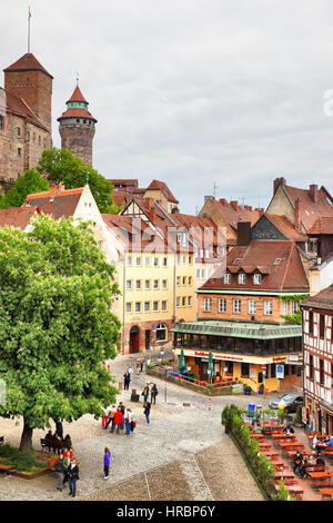 Nürnberg, Deutschland - 17. Mai 2016: Ansicht Platz in der Altstadt in Nürnberg Stockfoto