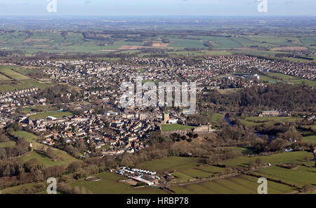 Luftaufnahme von Richmond Stadtzentrum, North Yorkshire, UK Stockfoto