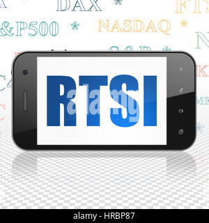 Stock Market Indizes Konzept: Smartphone mit RTSI auf dem Display Stockfoto