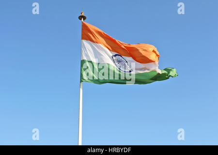 Diese 60 Fuß Breite und 90 Fuß in der Länge Tiranga, die Nationalflagge gehisst auf Rajiv Chowk, Neu-Delhi Indien Stockfoto