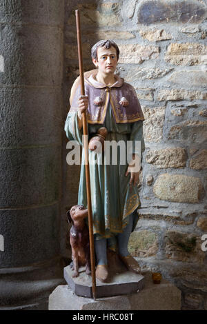 Statue eines Pilgers Rückkehr aus den Jakobsweg und Schrein des Apostels in Santiago De Compostela in Galicien, Spanien.  Die Skulptur befindet sich in der Stockfoto