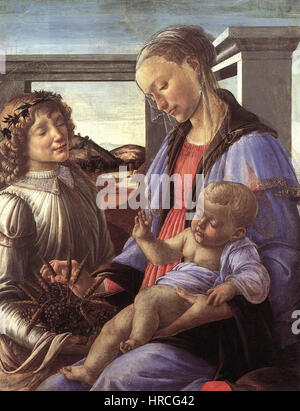 Sandro Botticelli - Madonna und Kind mit einem Engel - WGA02694 Stockfoto