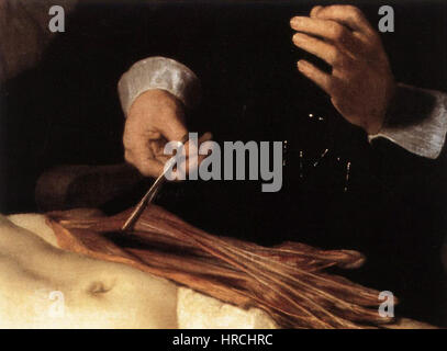 Rembrandt - die Anatomie Vorlesung von Dr. Nicolaes Tulp (Detail) - WGA19140 Stockfoto