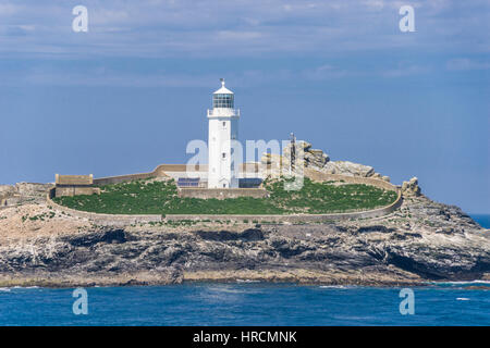 Großbritannien, Cornwall, Godrevy Portreath Heritage Coast, Ansicht von Godrevy Leuchtturm von Godrevy Head Stockfoto