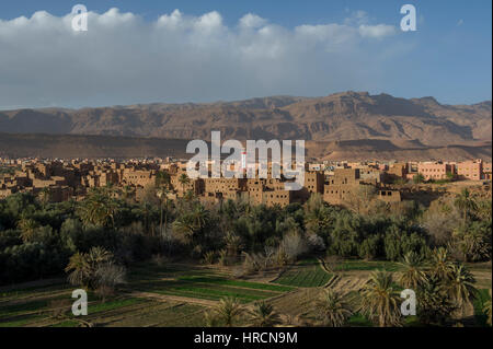 Die Oase Stadt von Tinghir in den Ausläufern des hohen Atlas-Gebirge in Marokko Stockfoto