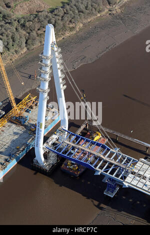 Luftaufnahme der nördliche Turm Brücke in Sunderland während der Bauphase Stockfoto