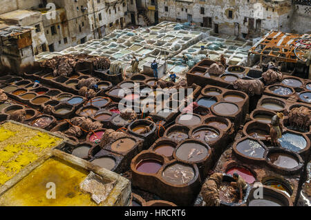 Gerberei in Fez, Marokko Stockfoto