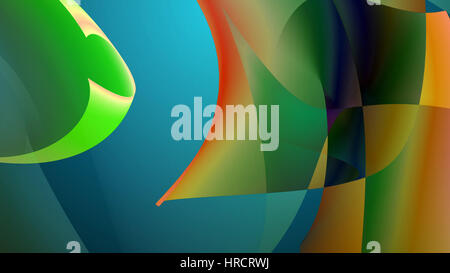 Abstrakte farbige Formen wirbeln und heller Hintergrund. 3D Illustration. Stockfoto