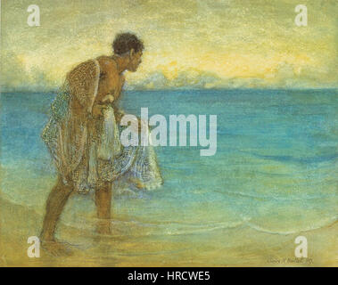 "Hawaiian Fischer", Aquarell auf Papier von Charles W. Bartlett Stockfoto