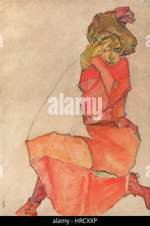 Egon Schiele - kniende Frau in Orange-rotes Kleid - Google Art Project Stockfoto