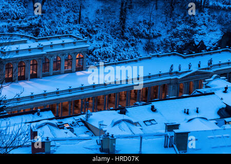 Mühlenkolonnade in Karlovy Vary/Karlsbad. Karlovy Vary (Karlsbad), Böhmen, Tschechien. Stockfoto