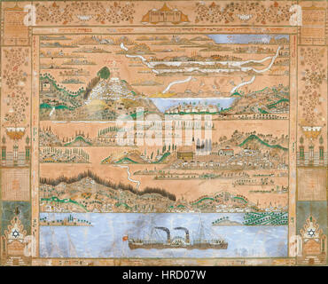 Moshe Ganbashs „Shiviti“ ist ein Kunstwerk, das traditionelle jüdische Themen mit modernem künstlerischen Ausdruck verbindet. Sie enthält oft religiöse Symbole und spirituelle Bedeutungen. Stockfoto