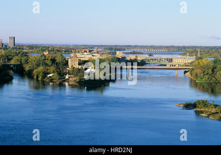 Blick auf Victoria Island und dem Ottawa River, Rumpf-Ottawa, Quebec, Kanada Stockfoto