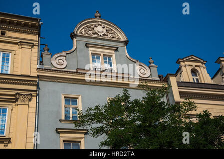 Architektonische Details auf dem Main Market Square von Krakau Polen Stockfoto