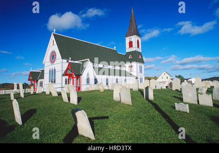 Historischen Saint Pauls Anglican Church (1894) und Friedhof, Trinity, Neufundland und Labrador, Kanada Stockfoto