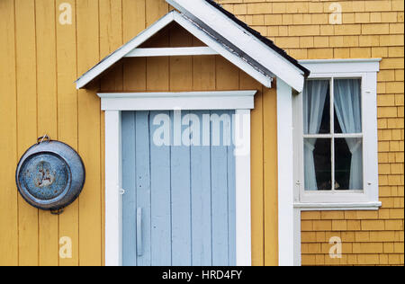 Historisches Bauernhaus, Anse-Blanchette Bauernhof historische Stätte, Forillon Nationalpark, Quebec, Kanada Stockfoto