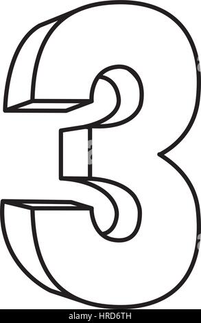Abbildung Nummer drei Symbol Stock Vektor