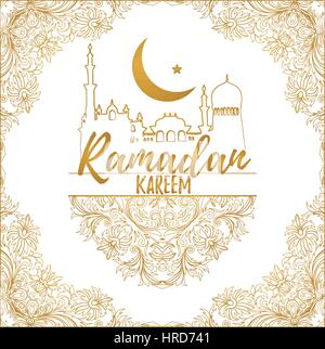 Ramadan Kareem. Islamischer Feiertag Vektor leuchtenden Hintergrund. Kalligraphie. Stock Vektor