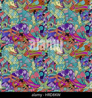 Meereslebewesen doodle Vektor nahtlose Muster Stock Vektor