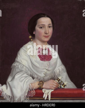 Dieses Porträt von Emma Ekwall, das Maria Dominica Ricci darstellt, fängt einen Moment der stillen Eleganz und Anmut ein und spiegelt die Liebe des Künstlers zum Detail und die Meisterschaft in der Porträtkunst wider. Stockfoto