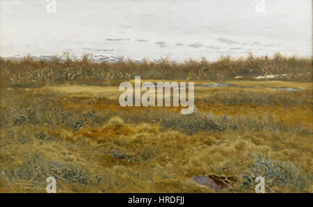 Bruno Liljefors „Landschaft mit Fell“ aus dem Jahr 1904 zeigt eine ruhige Landschaft im Norden, die die Ruhe der Natur und die unberührte Schönheit der schwedischen Landschaft unterstreicht. Stockfoto