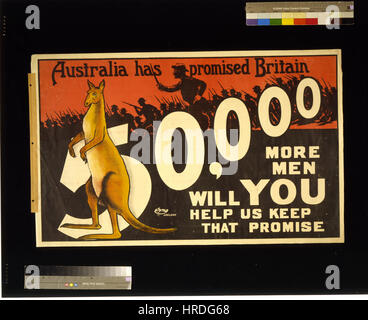 Australien hat versprochen Großbritannien 50.000 mehr Männer; Sie helfen uns zu halten wird das Versprechen WDL245 Stockfoto