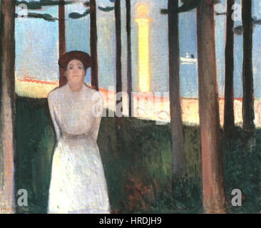Sommernachtstraum, auch bekannt als Die Stimme, ein Gemälde von Edvard Munch, einem norwegischen Künstler, entstanden 1893, in Öl auf Leinwand. Stockfoto