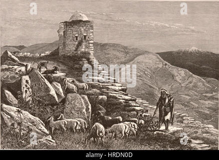 Harry Fenn. Ruine auf dem Gipfel des Garizim, auf dem Gelände des Tempels Samariter. 1881-1884 Stockfoto