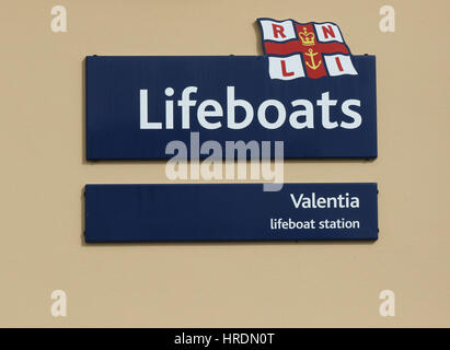 Die RNLI Lifeboat station in Knightstown Valentia Island, County Kerry, Irland. Stockfoto